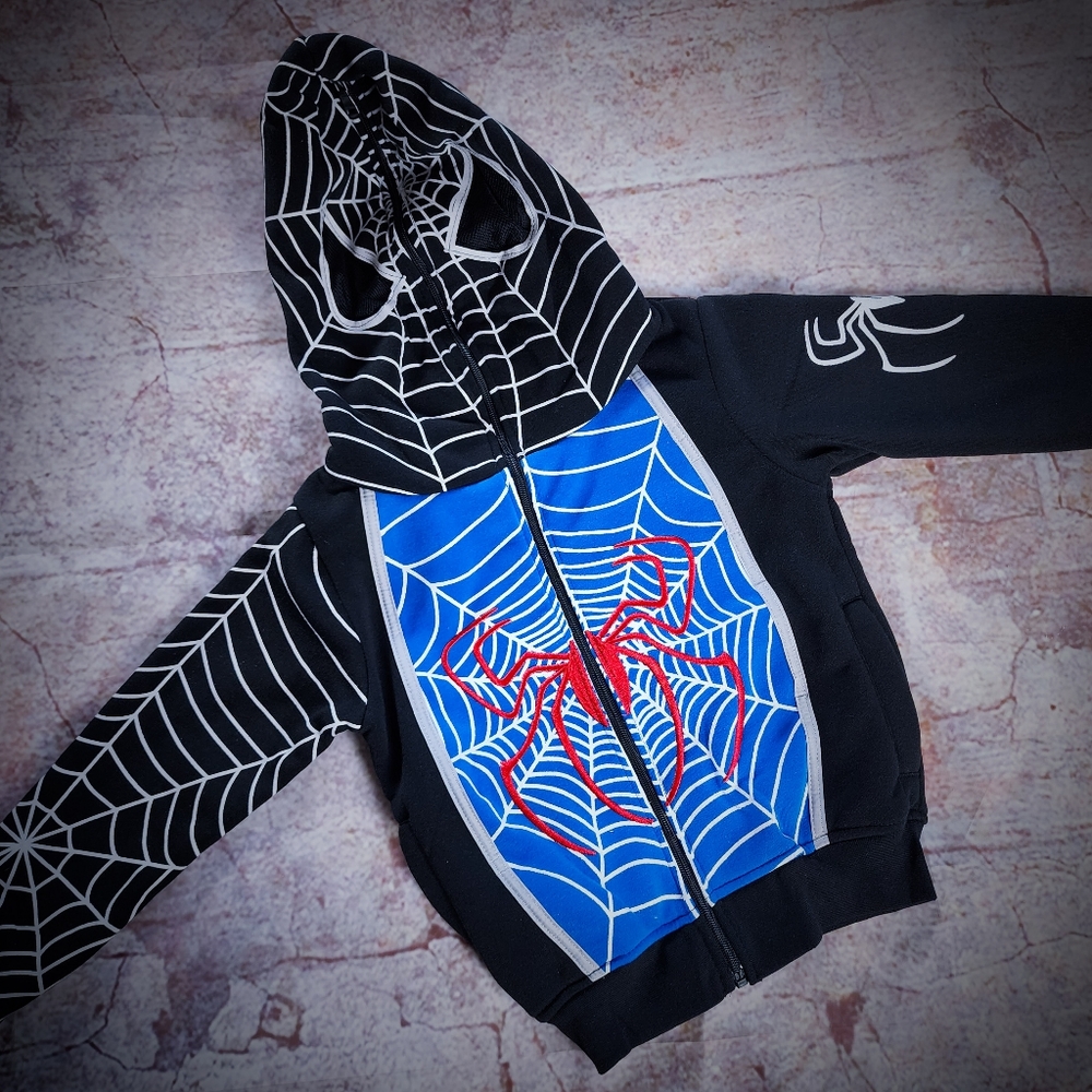 Original Deluxe Full Zip Lightweight Embroidered Spider Masked Hoodie